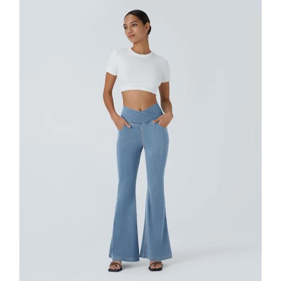 NWT Halara Flex™ High Waisted Crossover Pocket Washed Casual Jeans Size XL - Picture 5 of 11